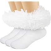 QHANSHIEE Grils Ruffle Socks Toddler Double Frilly Fluffy Princess Dress Cotton Sock Tutu Socks for Girls/Baby/Toddler