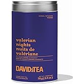 DAVIDsTEA Valerian Nights Loose Leaf Tea – Caffeine-Free Herbal Tea with Caramel, Coconut & Valerian Root – 70g Iconic Tin – 