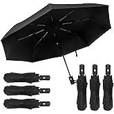 GGYKJSK 6Pcs Automatic Open Close Compact Windproof Travel Umbrella - Foldable Small Black Portable Rain Umbrellas for Men Women, Bulk Pack, Sombrillas de Lluvia