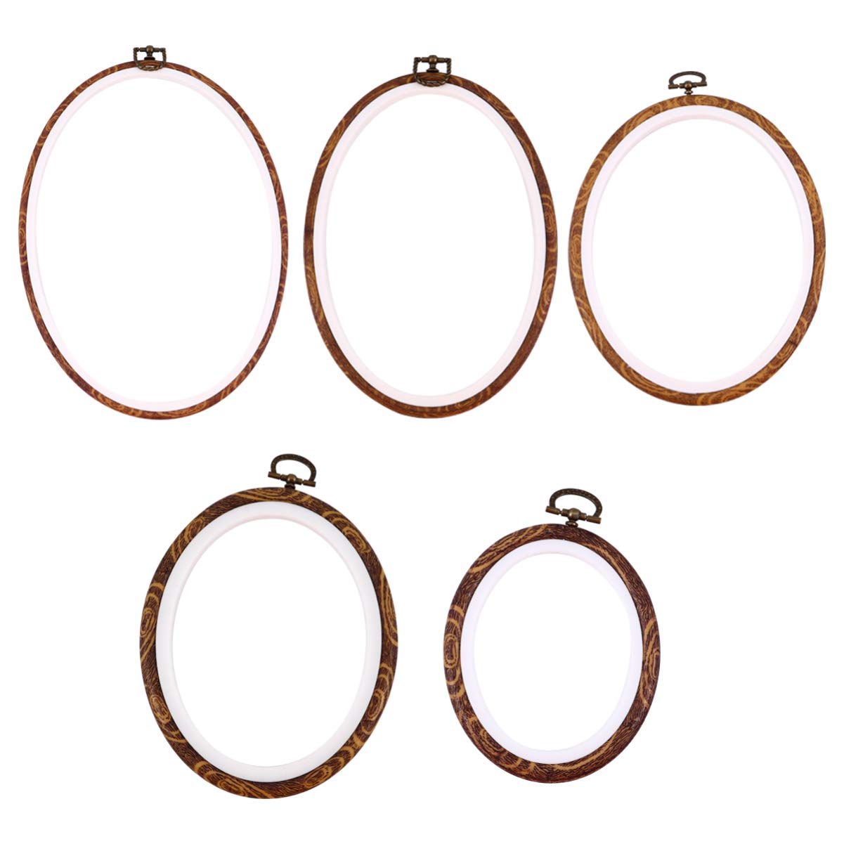 MILISTEN 5pcs Embroidery Hoops Oval Bamboo Circle Cross Stitch Hoop Ring Embroidery Frame for DIY Art Craft Sewing Hanging Decoration (Light Brown)
