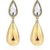 Teardrop Gold Drop Earrings for Women Dangle Statement Earrings with Cubic Zirconia Jewelry Gifts for Her