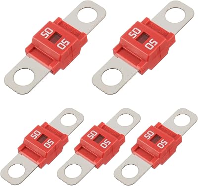 BOJACK 50A AMI Midi Fuse 5PK Red High Current for Cars Trucks Construction