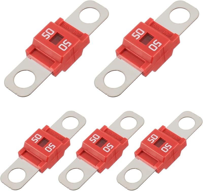 BOJACK 50A AMI Midi Fuse 5PK Red High Current for Cars Trucks Construction