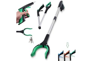 DROGLPHY 32" Grabber Reacher Tool, Foldable Reacher Grabber Pickup Tool with 360° Rotating Jaw & Magnet, Heavy Duty Pick Up Stick Grabbers for Seniors, Lightweight Grabbers