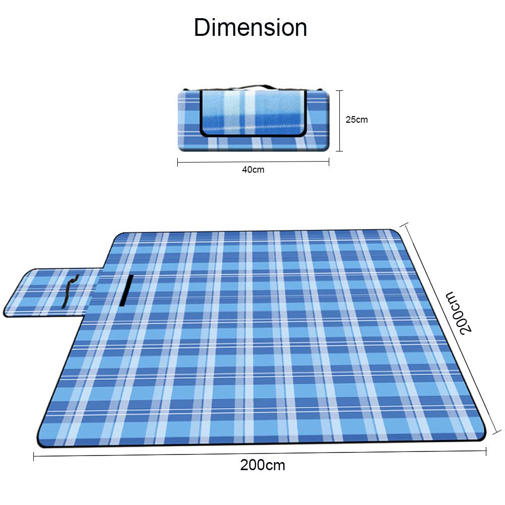 Izene Grande Coperta da Picnic all\'aperto, 200 x 200 cm, Telo Grande per la Spiaggia, Tappetino Impermeabile, per Il Campeggio e i Viaggi su Erba, Impermeabile e a Prova di Sabbia