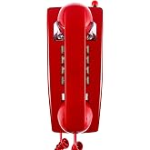 HTMengt Traditional Red Wall Phones for Landline Mechanical Ringing, Classic 2554 Wall Telephone Ringing Indicator, Retro Wall Phone Hearing Aid, Old Wall Mount Phone for Home,School, Backup Telephone