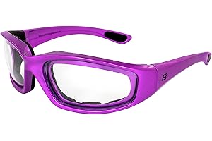 Birdz Eyewear Oriole Anti Fog Padded Motorcycle Sunglasses For Women Purple Frame w/Shatterproof & Scratch-Resistant Clear Lenses