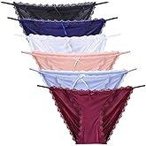 Nightaste Women Sexy Lace Silky String Bikini Panties Multi-Pack Comfort Cheeky Underwear Briefs