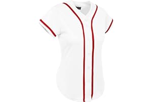 Hat and Beyond Womens Baseball Jersey Button Down Tee Short Sleeve Softball Active Shirts Made in USA