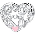 GOINEVA Butterfly Coffee Family Heart Charm 925 Sterling Silver Charm Fits Women's Charm Bracelet & Necklace Valentine's Day Mother's Day Jewelry Gifts for Women