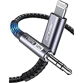 Aux Cord for iPhone【Apple MFi Certified】, JSAUX 6FT Aux to Lightning Cable, Lightning to 3.5mm Headphone Jack Adapter Cable f