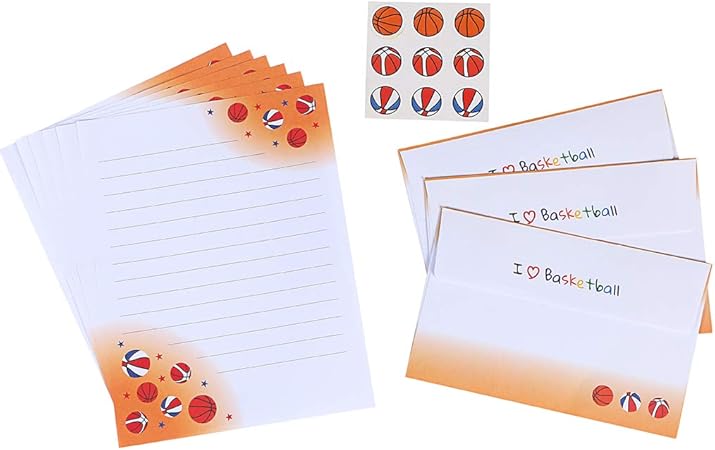 Amazon バスケットボールレターセット３ 便箋柄 右上と左下にバスケットボール アニメ 萌えグッズ 通販