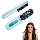 Go Brush Pro 2026, Portable Straightener Brushs for Travel, with LCD Temperature Display, Fast Heating Cordless Mini Hair Brushs (Blue)