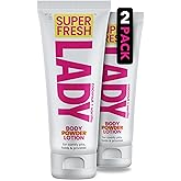 Whole Body Deodorant for Women by Super Fresh Lady Aluminum Free Powder Lotion for Privates and Body Stops Odor and Chafing Coconut Vanilla Scent 4 oz Tubes Twin Pack for Daily Feminine Care