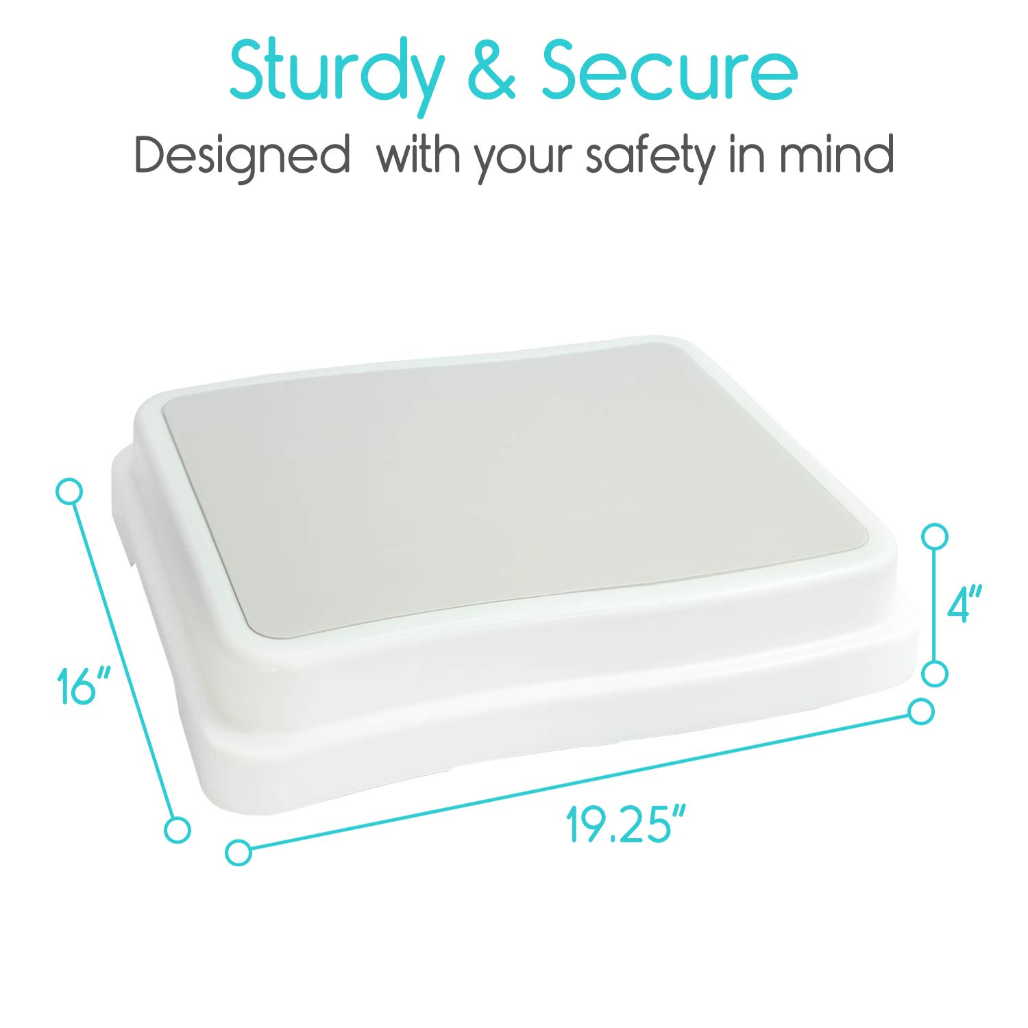 Vive Bath Step (4") Slip Resistant Shower Stepping Stool Elevated