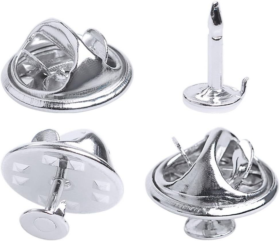 Wowot 100 Pairs Sliver Butterfly Clutch Metal Pin Backs Replacement