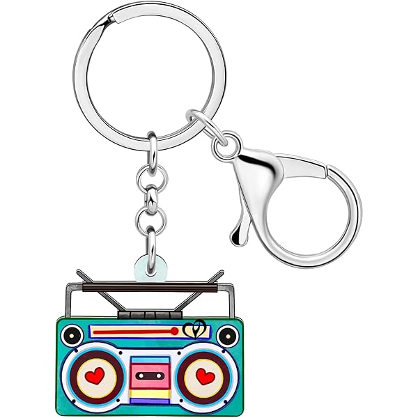 TIZURO Acrylic Cool Retro Boombox Keychains Fun Recorder