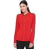 Tommy Hilfiger Women's Long Sleeve Collared Button Front Top