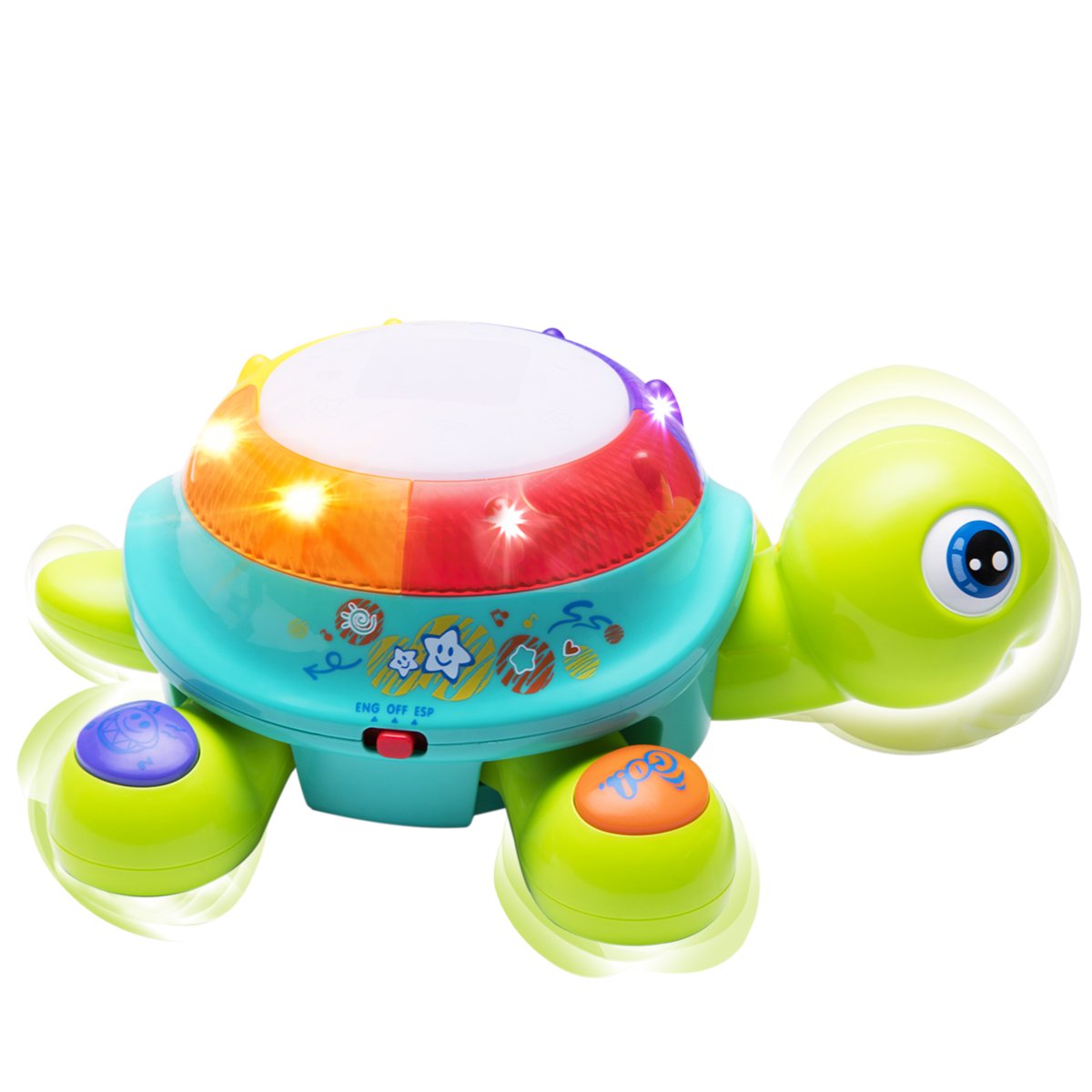 Musical Turtle Toy, English Spanish Learning, Electronic Toys w/ Lights