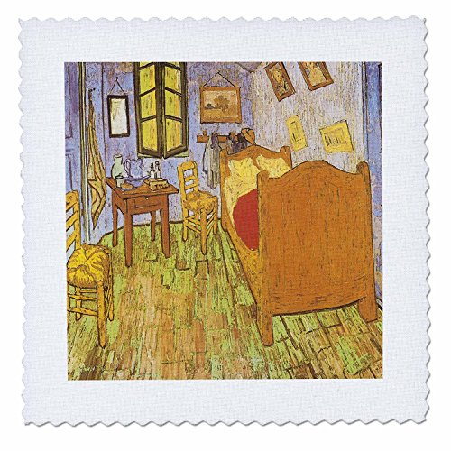 3dRose qs_128156_1 Van Goghs Bedroom in Arles by Vincent Van Gogh Quilt Square, 10 by 10