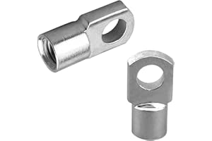 Heyiarbeit 2Pcs Gas Spring End Fitting M8 Female Thread 8mm Hole Dia A3 Steel Zinc Plated Silver Tone