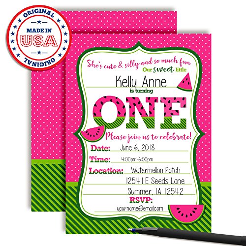 2 Birthday+Watermelon+Invitations+Envelopes+AmandaCreation