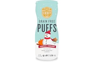 Serenity Kids 6+ Months Grain Free Puffs Toddler & Baby Snack | No Added Sugar, Gluten & Rice Free, Allergen Free | Made with Organic Cassava, Veggies, and Herbs | Holiday Pumpkin Cinnamon | 6 Count