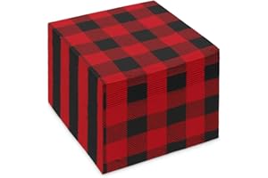 48 Red & Black Buffalo Plaid Beverage Napkins – Christmas & Winter Party Cocktail Napkins Disposable Drink Napkins Holiday (B