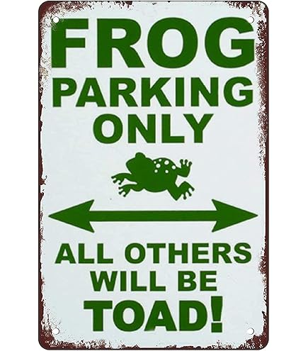 Frog Parking Only Violators Will Be Toad Sign - 8x12 Inch Vinyl Novelty Sticker