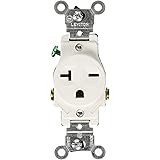 Leviton 107-05821-WSP 20-Amp 250-Volt Single Receptacle Electrical Power Outlet, White