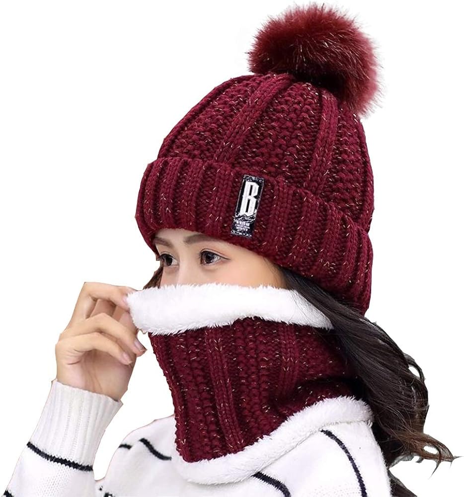 Daypicker Chaud Bonnet Tricot Echarpe Tour De Cou Avec Doublure Polaire Unisexe Bonnet Hiver Et Echarpe Pour Le Ski Vetements Casquettes Bonnets Et Chapeaux Centroarco Com
