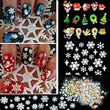 12 Sheet Christmas Snowflake Tree 3D Nail Art Sticker Decal Tips Decoration,Multi-color,One Size