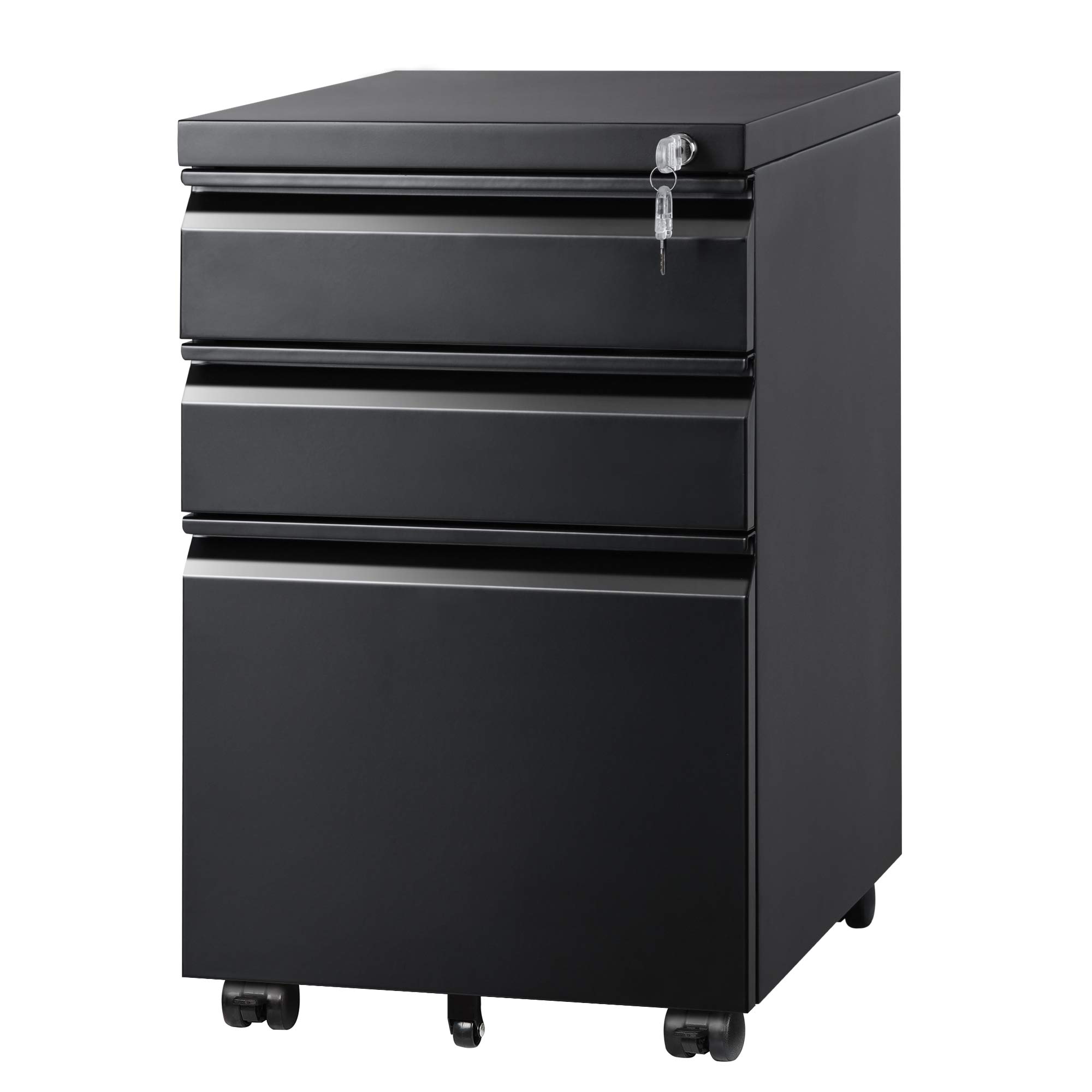 DEVAISE 3 Drawer Mobile File Cabinet Under Desk, Fully Assembled Except Casters, Letter/Legal Size, Black