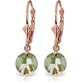 Galaxy Gold GG 3.1 CTW 14k Solid Rose Gold Leverback Earrings Green Amethyst