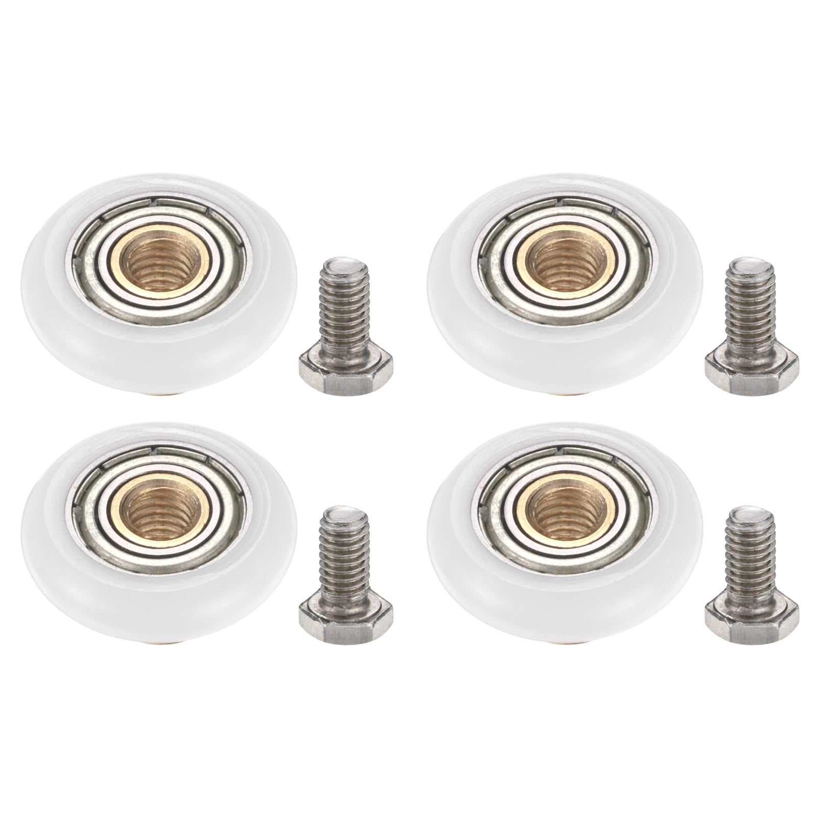 PATIKIL Shower Door Rollers 23mm/0.9", 4 Pack Bathroom Glass Sliding Door Pulleys Shower Glass Door Rollers Replacement for Bathroom Kitchen Glass Sliding Door, White