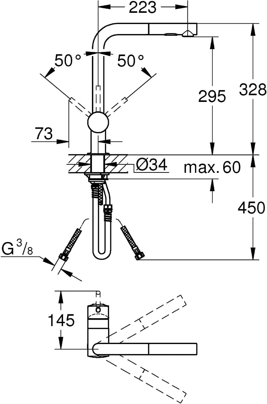 GROHE 30274DC0 | Minta Kitchen Sink Mixer | Pull-Out Spray | SuperSteel - Image 4