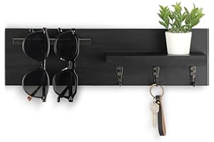 Lucundm Key Holder for Wall, Decorative Entryway Shelf with Hooks Holds Keys, Dog Leash, Sunglasses – Key Hanger with 3 Hooks