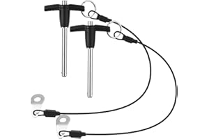 VXCICC 2 Pack T Handle Quick Release Pin 0.24 Inch Diameter,304 Stainless Steel Ball Locking Pin with Push Button Lanyard Usable Length 1.97"(6mm x 50mm)