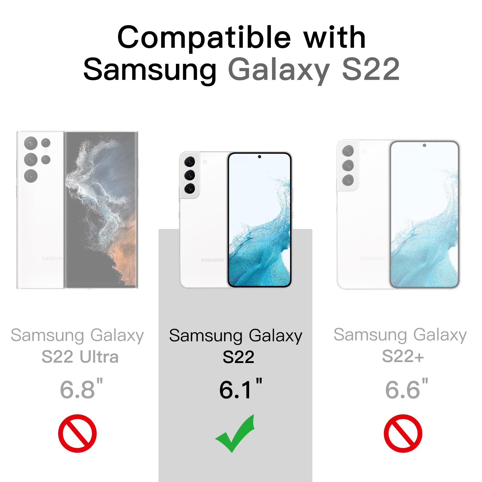 JETech Case for Samsung Galaxy S22 5G 6.1-Inch, Non-Yellowing Shockproof Bumper Protective Phone Cover, Anti-Scratch Hard PC Back (Clear)