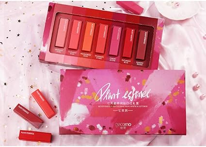 Gecemo Barra De Labios Permanente 24 H Mate Impermeable Fijas Pintalabios Con Brillo Granate Rojo Brillos Labiales Balsamos Labiales Resistente Al Agua Larga Duracion Colorantes Labiales 7 Pcs Set A Amazon Es Belleza