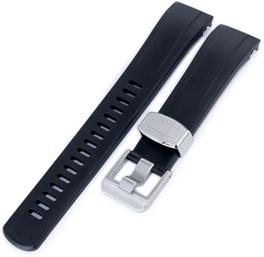 Amazon Com Crafter Blue 22mm Black Rubber Watch Band For Seiko Samurai Srpb51 Srpb09 Srpb53 Clothing