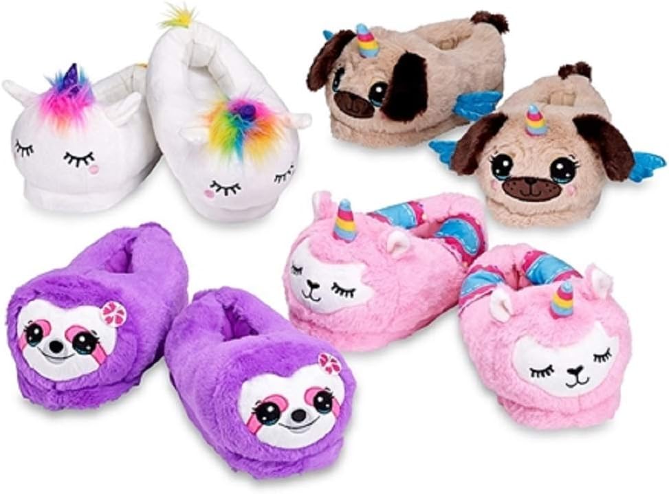 Top Trenz Plush Unicorn,Sloth,Puppy,Llamacorn Kids Slippers