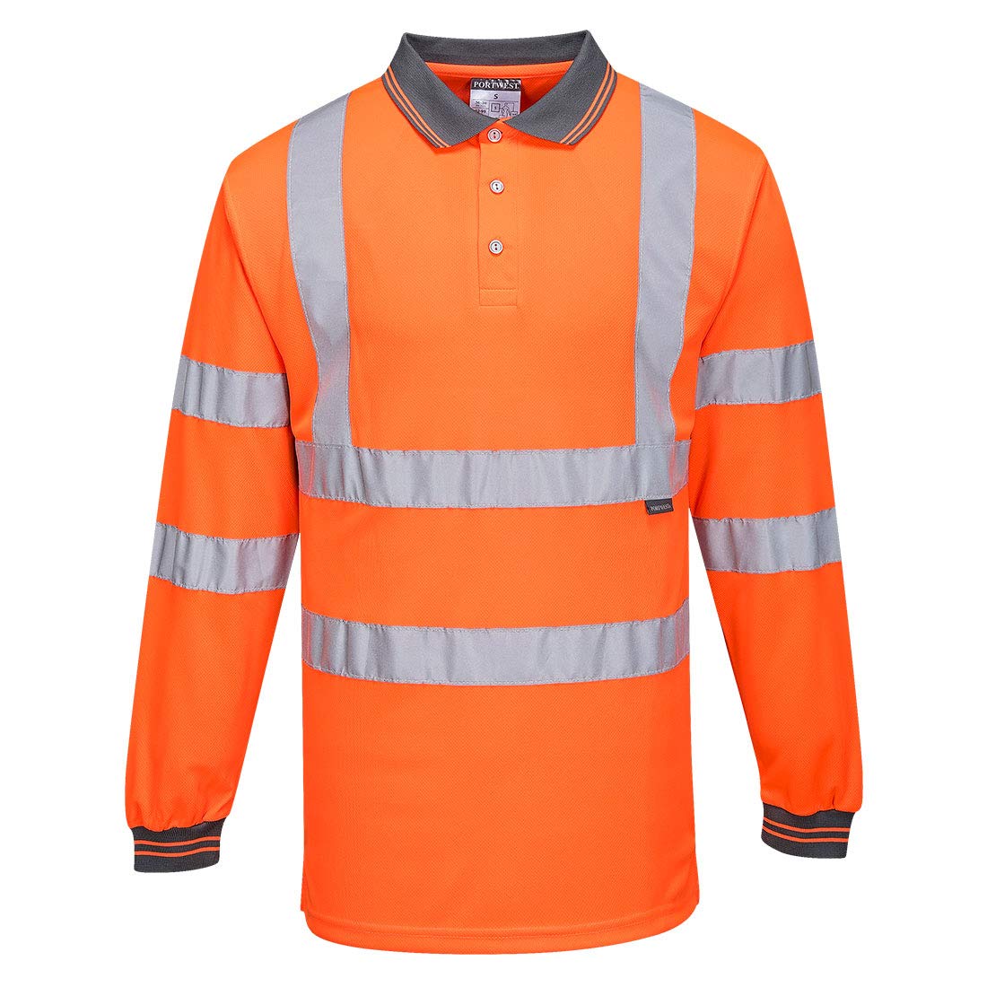 Portwest S277 Comfortable Reflective Hi-Vis Polo Shirt L/S Orange, X-Small