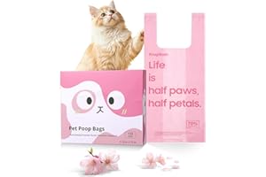 KROPBOM 125 Count Cat Poop Bags Cherry Blossom Scented with Handles, Disposable Litter Bags for Pet Poop, Extra-Thick Dog Kitty Waste Bags Easy Tie Leak-Proof Strengthen, Pink