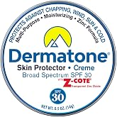 Dermatone Skin Protector w/Zinc | Skin Balm for Face &amp; Lips | Barrier Cream for Sun, Wind &amp; Cold | SPF 30 Zinc Sunscreen | Moisturize, Heal &amp; Repair Dry Skin, 0.5 oz