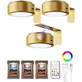 EZVALO Picture Lights for Wall, 2000mAh Rechargeable Battery Magnetic Poster Lights with 3 Color Temps & 12 RGB, Remote Dimma