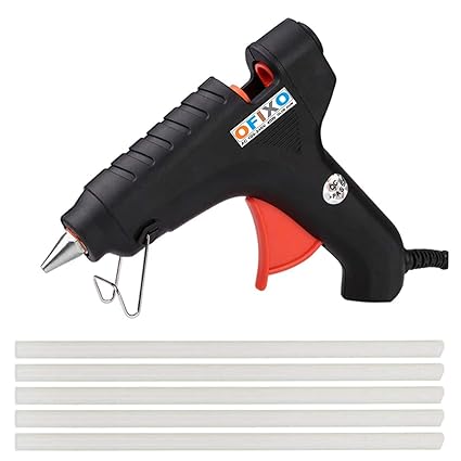 OFIXO 40W with 5 Glue Sticks Hot Melt Glue Gun Black Color for Art and Crafts Wood, Box Standard Temperature Corded Glue Gun