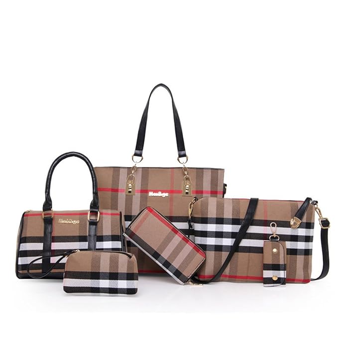 wewo wasserdicht henkeltasche shopper Kariert umhängetasche Damen schultertasche classic Leinwand damentaschen Groß handtasch