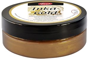 Viva Decor Inka Gold Gilding Wax2.3 oz (Golden Brown) - Wax-Based Metallic Polishing Paste. Quick-Drying Metal Shine, High Gloss Effects for DIY. Decor Paste for Wood, Clay & Terracotta