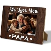 Yxadu Papa Gift, Rustic Wood Photo Frame Gifts from Grandchildren, Grandpa Picture Frame - We Love You Papa, 4x6 inch, Father's Day Birthday Thanksgiving Christmas Gift, Farmhouse Home Decor